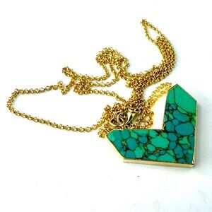 Long Colorful Chevron Green Jasper Pendant Necklaces